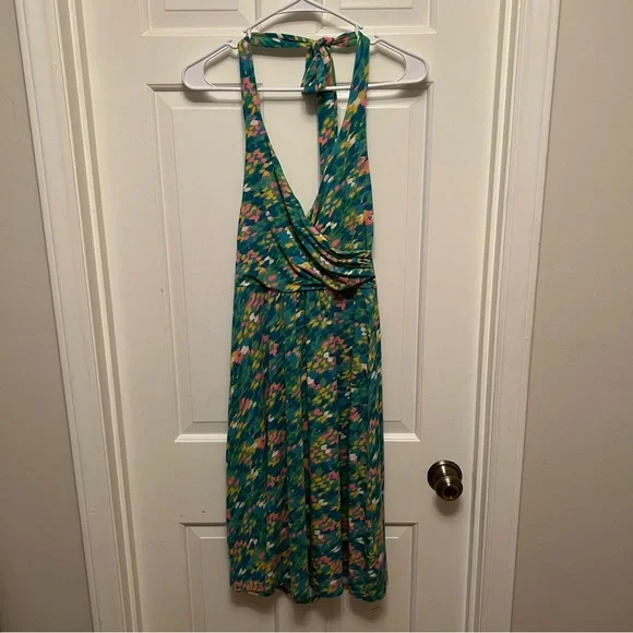 Boden Halter Neck Midi Multi-Color Jersey Dress Size 4